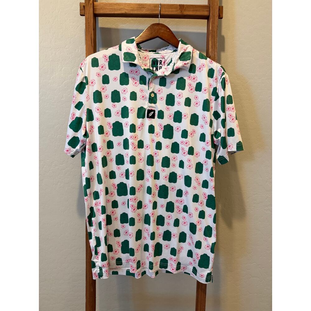 Augusta Masters Green Jacket novelty Print Golf Polo Shirt Large -NVR LND-